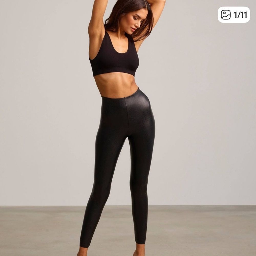 Commando Black Faux Leather Legging Womens Large